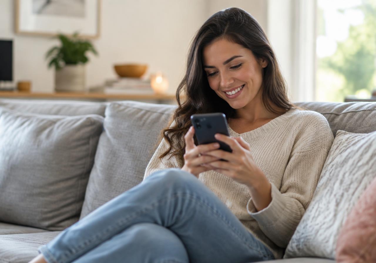 Customer reading a shipment update text on their phone